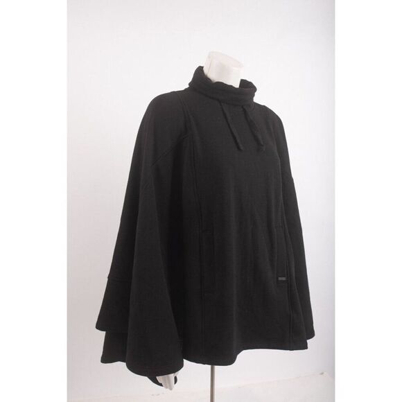 UGG Australia Womens Turtleneck Pullover Cape Poncho Black Sz US XS S Pockets - Picture 2 of 6